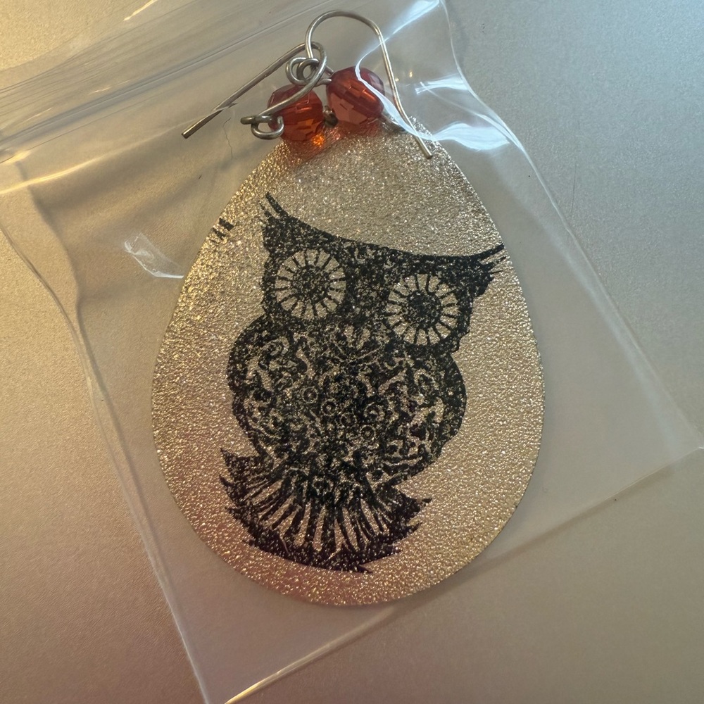 Silver Owl Design Earrings